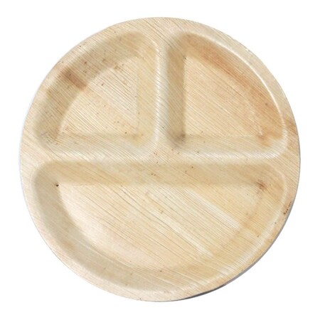 Smarty Had A Party 10" Round Palm Leaf 3-Partition Eco Friendly Disposable Dinner Plates (100 Plates), 100PK 4670RP-CASE